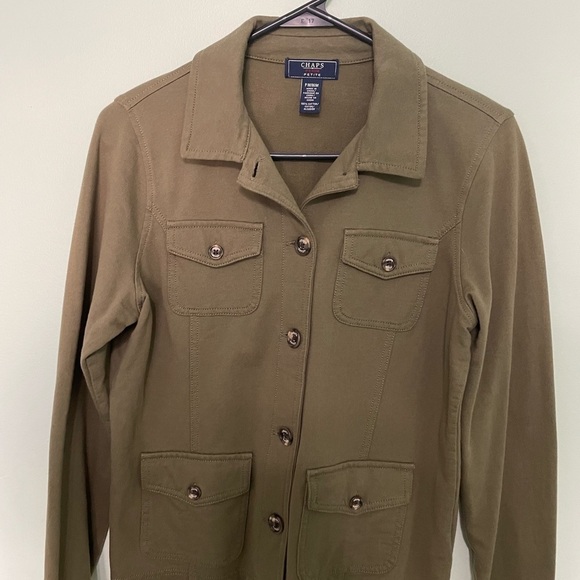 Chaps by Ralph Lauren Olive green button down jacket Petite/Medium - Picture 2 of 5